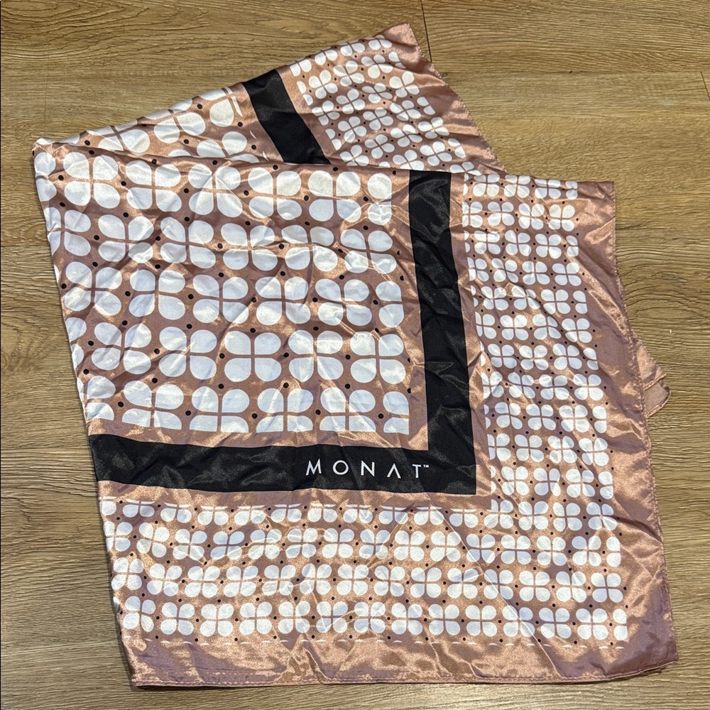 Monat Pink and Black Patterned Scarf 35”x35”
